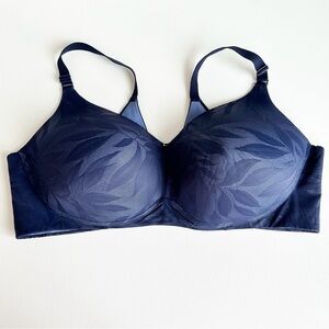 Cacique Invisible Lace Backsmoother Balconette Bra Size 48DD Maritime Blue